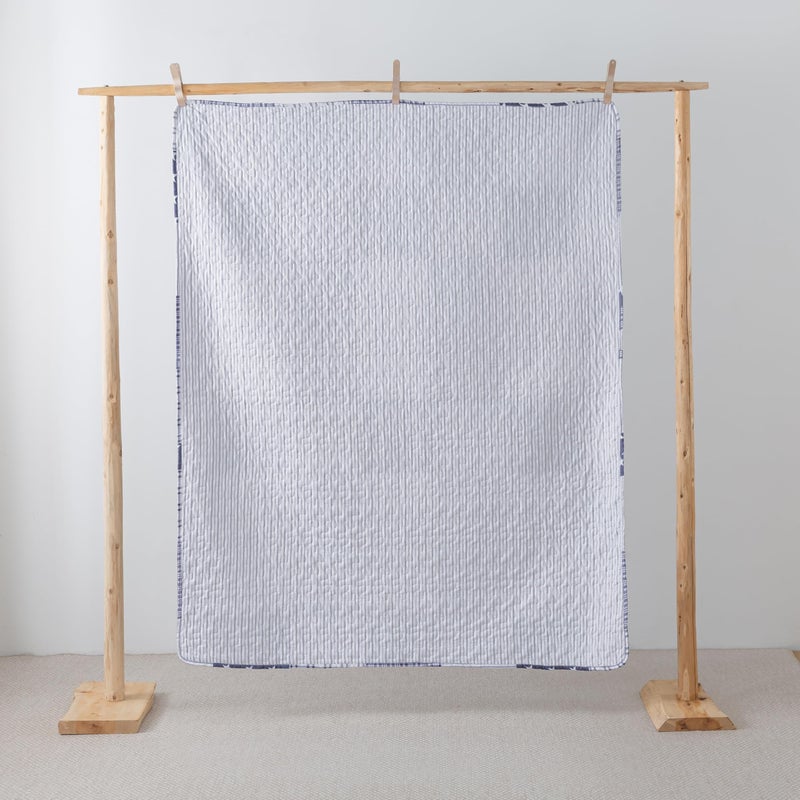 SLPR Americana Pride 50" x 60" Quilted Throw Blanket, Lightweight Patriotic Throw Quilt for Couch and Bed, Blue and White Lightweight Lap Quilt with Star and Plaid Pattern - Image 3